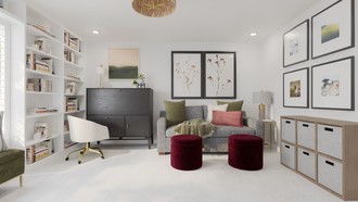 Midcentury Scandi, Warm Transitional Reading Room by Havenly Interior Designer Rachel