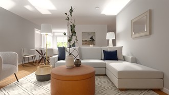 Scandinavian, Warm Transitional Living Room by Havenly Interior Designer Sofia