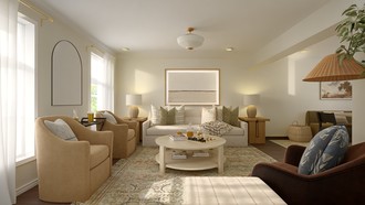 Warm Transitional Living Room by Havenly Interior Designer Paola