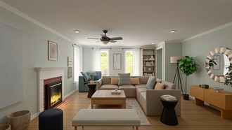 Bohemian, Midcentury Modern, Scandinavian Living Room by Havenly Interior Designer Jack