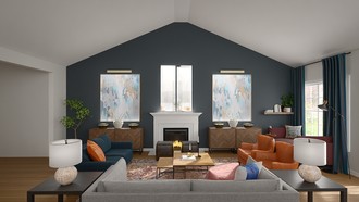 Warm Transitional Living Room by Havenly Interior Designer Erin