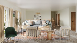Coastal, Midcentury Modern, Preppy Living Room by Havenly Interior Designer Sofia