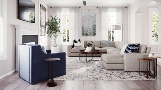 Modern, Bohemian, Coastal, Farmhouse, Transitional, Midcentury Modern Living Room by Havenly Interior Designer Emily