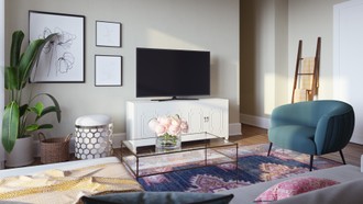 Contemporary, Modern, Glam, Transitional, Preppy Living Room by Havenly Interior Designer Ashley