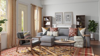 Bohemian, Transitional, Global, Midcentury Modern Living Room by Havenly Interior Designer Trenton