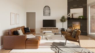Bohemian, Industrial, Farmhouse, Transitional Living Room by Havenly Interior Designer Michelle