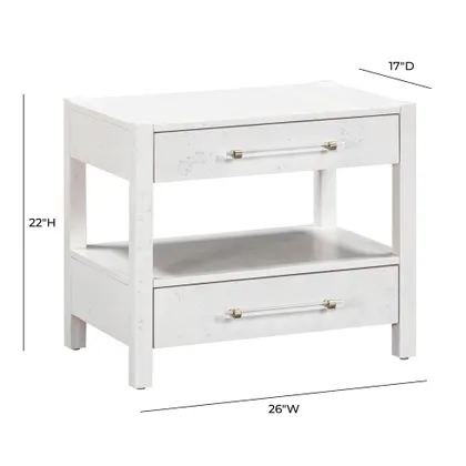Brandyss White Burl Nightstand