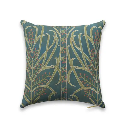 Teal Vines Suzani Pillow by St. Frank | Blue | 22" W x 22" H | Linen