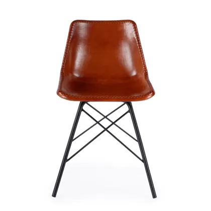 Inland Brown Leather Side Chair
