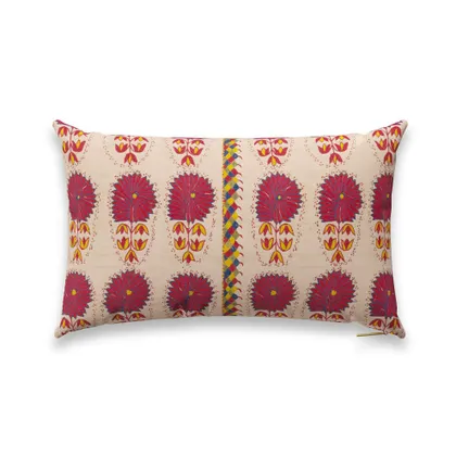 Fuchsia Daisy Suzani Pillow by St. Frank | Pink | 16" W x 12" H | Linen/Cotton/Silk