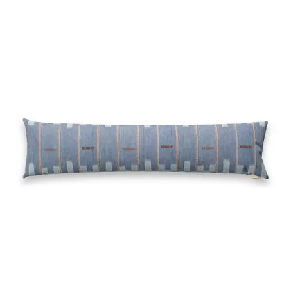 Chambray Lattice Baule Pillow by St. Frank | Blue | 40" W x 15" H | Cotton/Linen