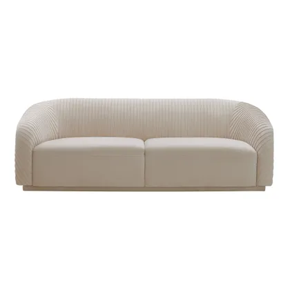 Yara Pleated Beige Velvet Sofa