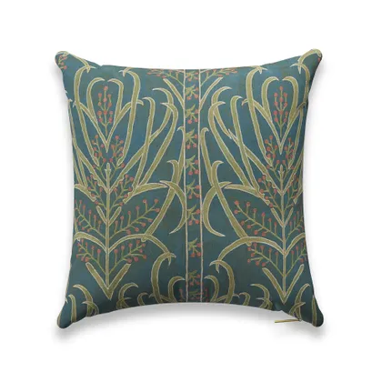 Teal Vines Suzani Pillow by St. Frank | Blue | 22" W x 22" H | Linen