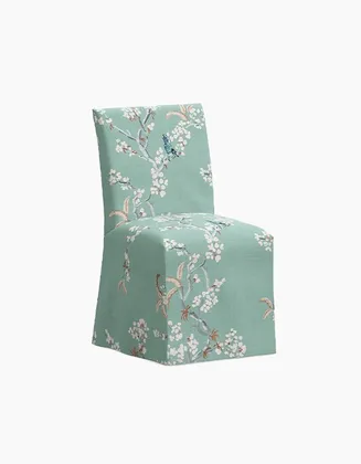 Slipcovered Dining Chair, Mint Cherry Blossom