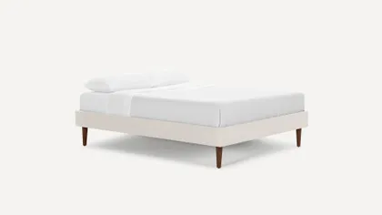Chorus Upholstered Bed Frame - King / Papyrus/Walnut / Tapered