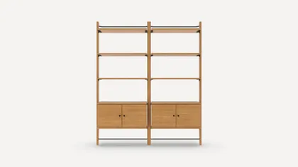Title Double Storage Bookshelf - Oak - Wood