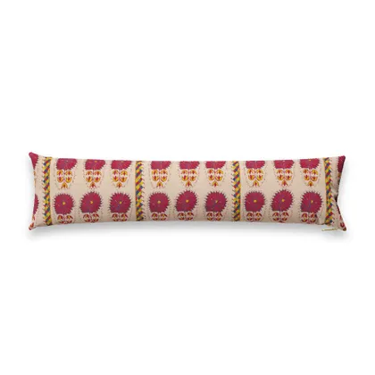 Fuchsia Daisy Suzani Pillow by St. Frank | Pink | 48" W x 12" H | Linen/Cotton/Silk