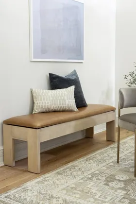Cade Leather Wood Framed Upholstered Storage Bench