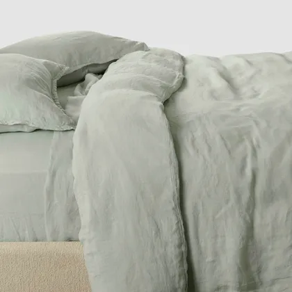 The Citizenry Stonewashed Linen Duvet Cover | Full/Queen | Duvet + Sham Set | Black