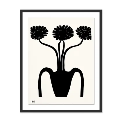 Flowers in vase ink still life 02 by Roseanne Kenny - 25.5" x 32"