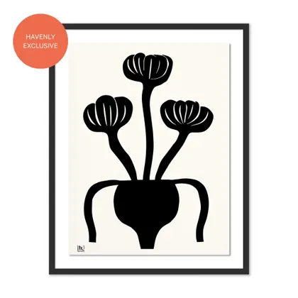 Flowers in vase ink still life 03 by Roseanne Kenny - 19.5" x 24"