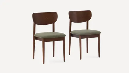 Haiku Dining Chairs (Set of 2) - Moss Green/Walnut