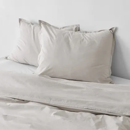 The Citizenry Stonewashed Organic Cotton Percale Duvet Cover | Full/Queen | Duvet + Sham Set | Grey