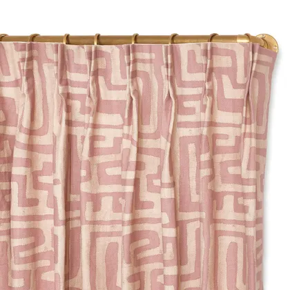 Terracotta Classic Kuba Cloth French Pleat Curtain by St. Frank | Pink | 84" Panel | Cotton
