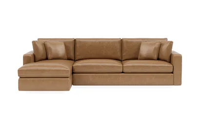 James Leather 3-Seat Left Chaise Sectional