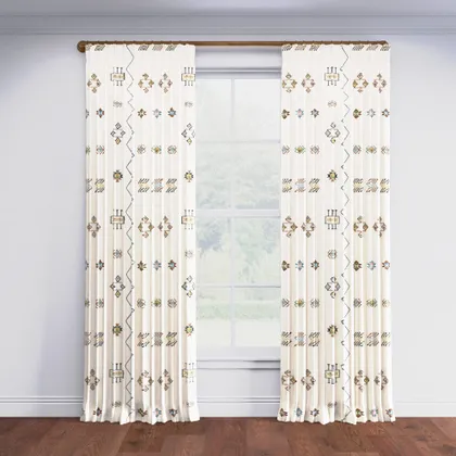 Ecru Cactus Silk French Pleat Curtain by St. Frank | White | 96" Panel | Cotton/Silk