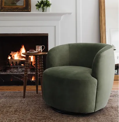 Tub Swivel Chair, Vert Classic Velvet