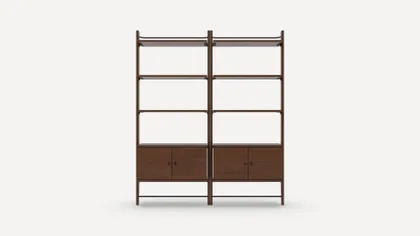 Title Double Storage Bookshelf - Walnut - Wood