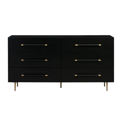 Trident Black 6 Drawer Dresser