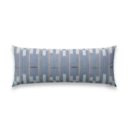 Chambray Lattice Baule Pillow by St. Frank | Blue | 40" W x 15" H | Cotton/Linen
