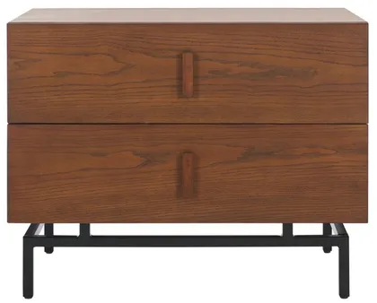 Herschel Mid Century Scandinavian Lacquer Two Drawer Cabinet - Dark Brown/Black - Safavieh