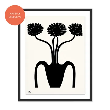 Flowers in vase ink still life 02 by Roseanne Kenny - 19.5" x 24"