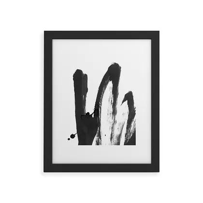 B And W Strokes 4 by Iris Lehnhardt - Framed Art Print Modern White 24" x 36"
