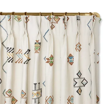 Ecru Cactus Silk French Pleat Curtain by St. Frank | White | 84" Panel | Cotton/Silk