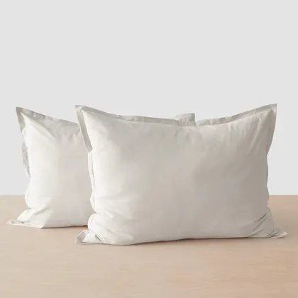 The Citizenry Stonewashed Organic Cotton Percale Shams | King Set | Grey