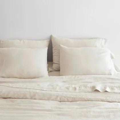 The Citizenry Stonewashed Linen Duvet Cover | Full/Queen | Duvet Only | Ivory