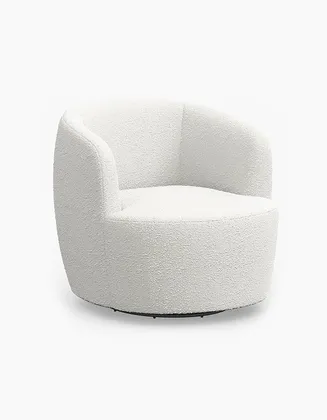Tub Swivel Chair, Snow Boucle