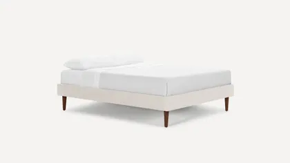 Chorus Upholstered Bed Frame - Queen / Papyrus/Walnut / Tapered