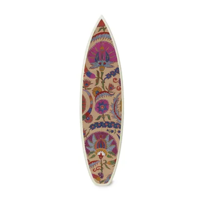 Bright Botanical Suzani Surfboard by St. Frank | Shortboard 70" H | Cotton/Silk