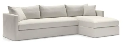 Willow II 2-Piece Slipcovered Bench Sectional Sofa with Chaise Lounge