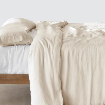 The Citizenry Stonewashed Linen Duvet Cover | Full/Queen | Duvet + Sham Set | Ivory
