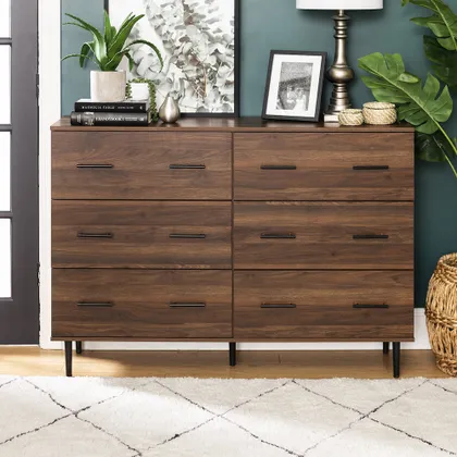 Savanna Modern Wood 6 Drawer Dresser - Dark Walnut