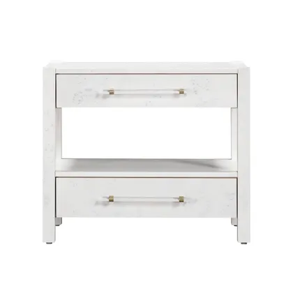Brandyss White Burl Nightstand
