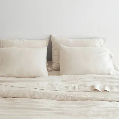 The Citizenry Stonewashed Linen Duvet Cover | Full/Queen | Duvet Only | Sand