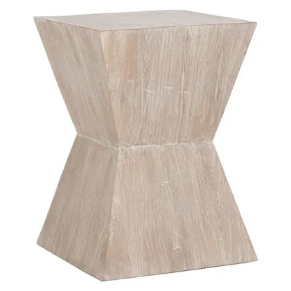 Natak Curved Oak Side Table - Pickled Oak - Safavieh