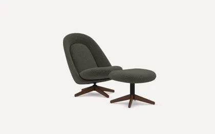 Airmail Chair with Ottoman - Moss Green - Performance Boucle